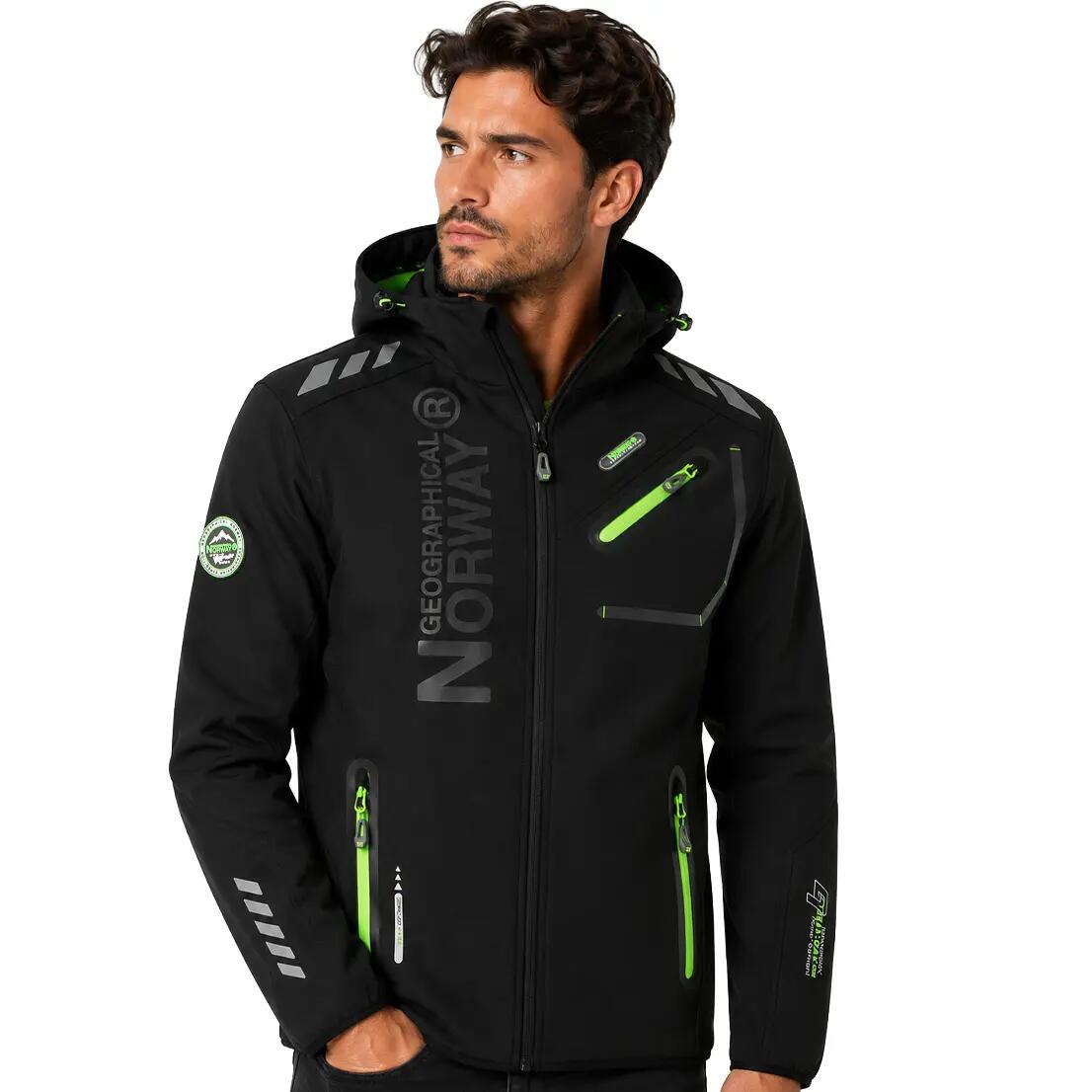 Veste softshell - Montagne - Homme - Imperméable, doublure polaire - Noir/vert 4/6