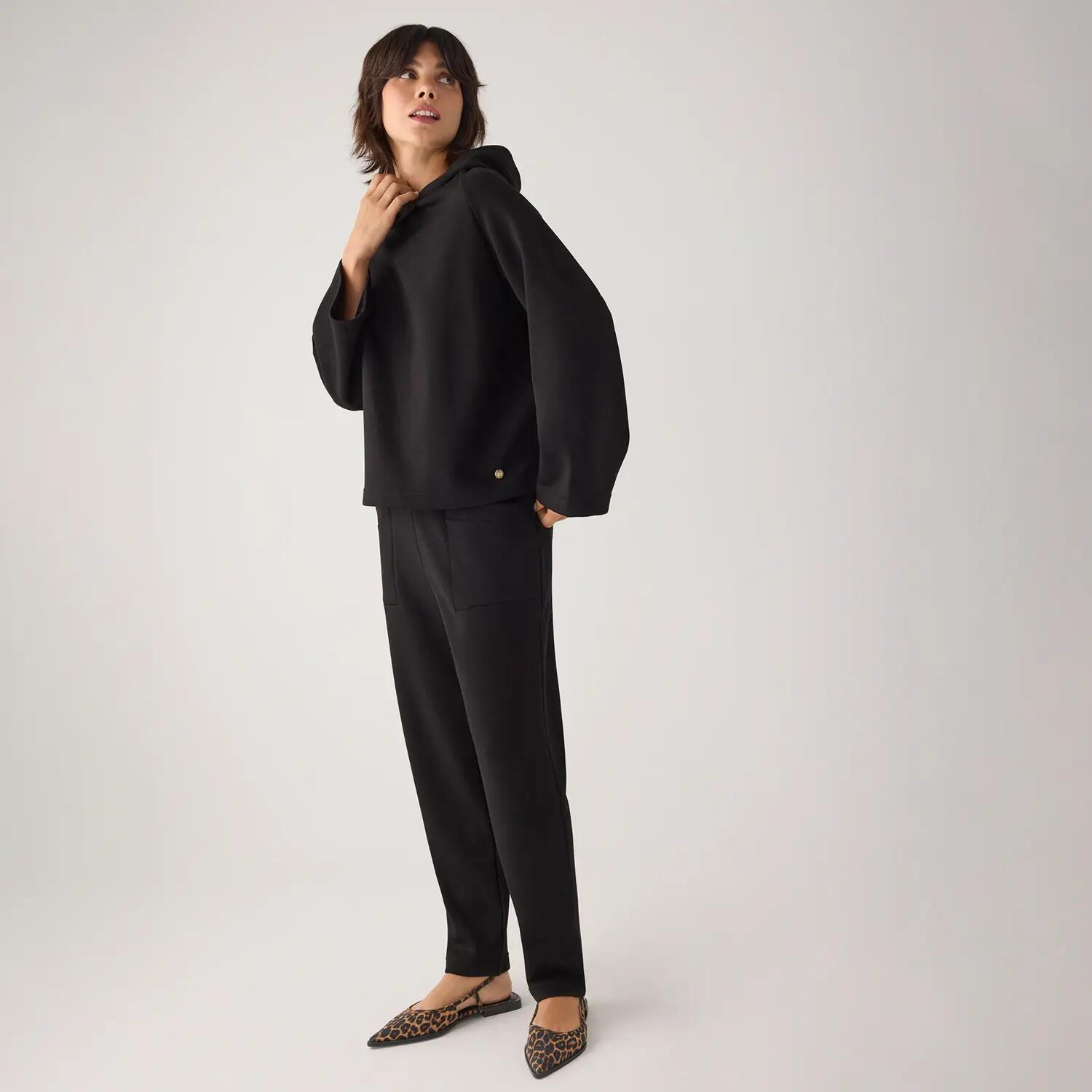 Pantalon polaire slim à taille haute et poches, noir 7/7