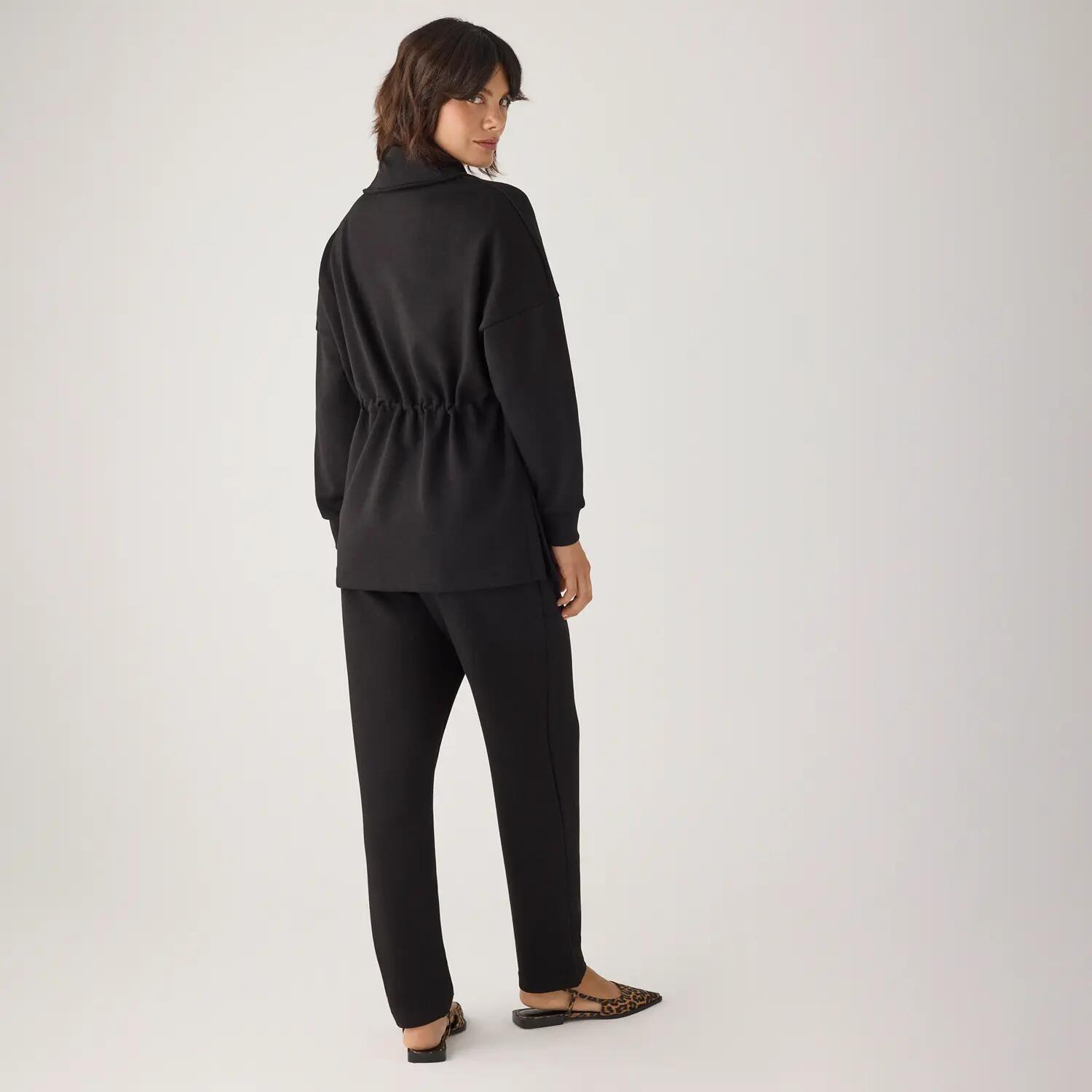 Pantalon polaire slim à taille haute et poches, noir 4/7