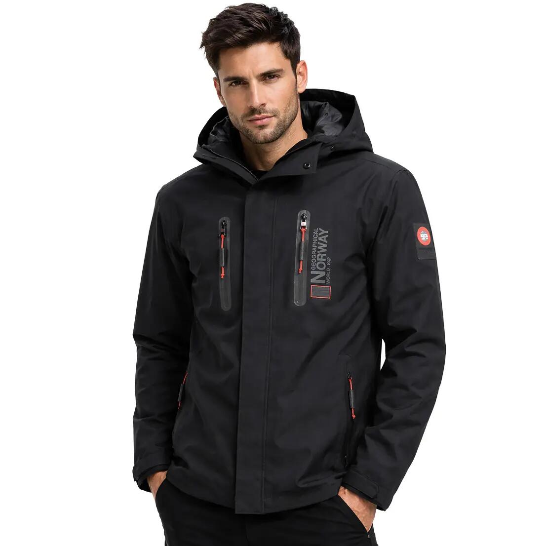 Veste de randonnée - Homme - Coupe-vent, col haut - Noir 1/6