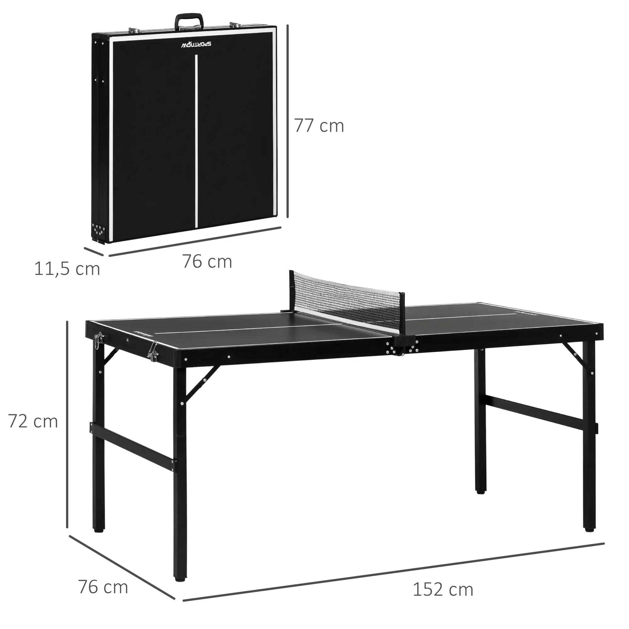 Mesa de ping-pong plegable MDF aluminio SPORTNOW 152x76x72 cm negro 3/7