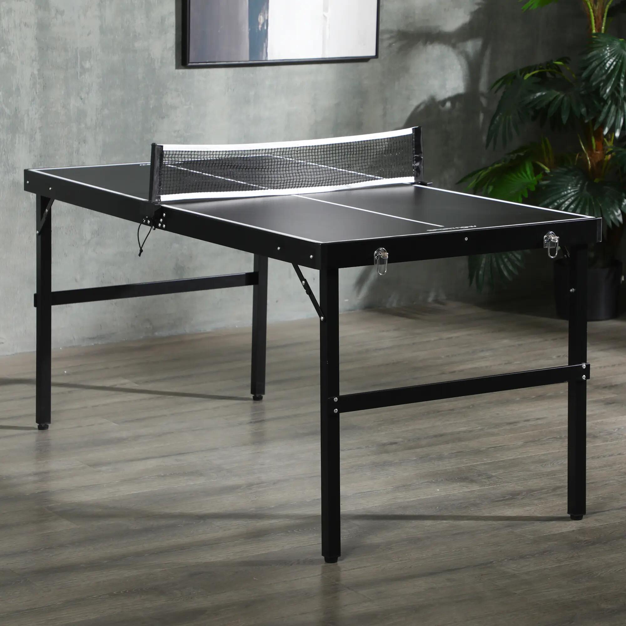 Mesa de ping-pong plegable MDF aluminio SPORTNOW 152x76x72 cm negro 2/7