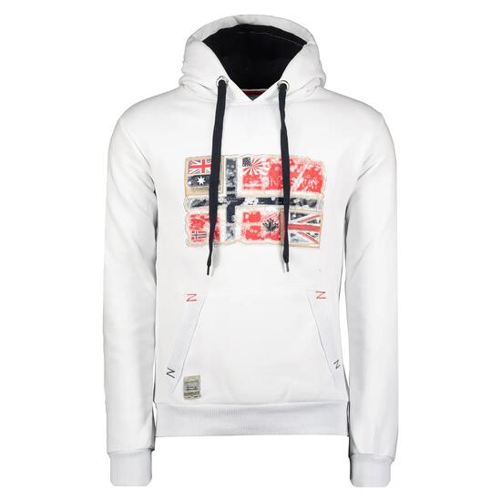 Sweat à capuche montagne pour homme, fermeture éclair, GPEPE 2, blanc