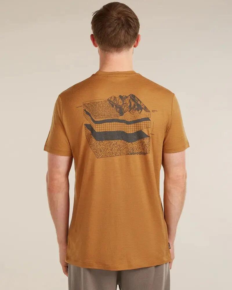 T-Shirt Icebreaker 150 Tech Lite Tee Evolving Lay Marron Homme 2/3