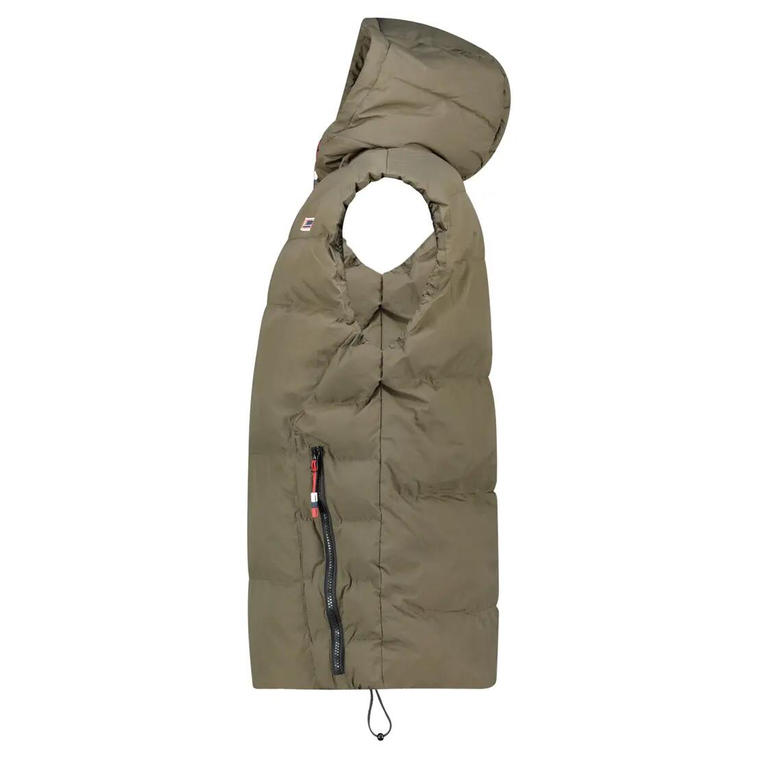 Men’s hiking vest – quilted, hooded, zippered pockets – Khaki 6/6