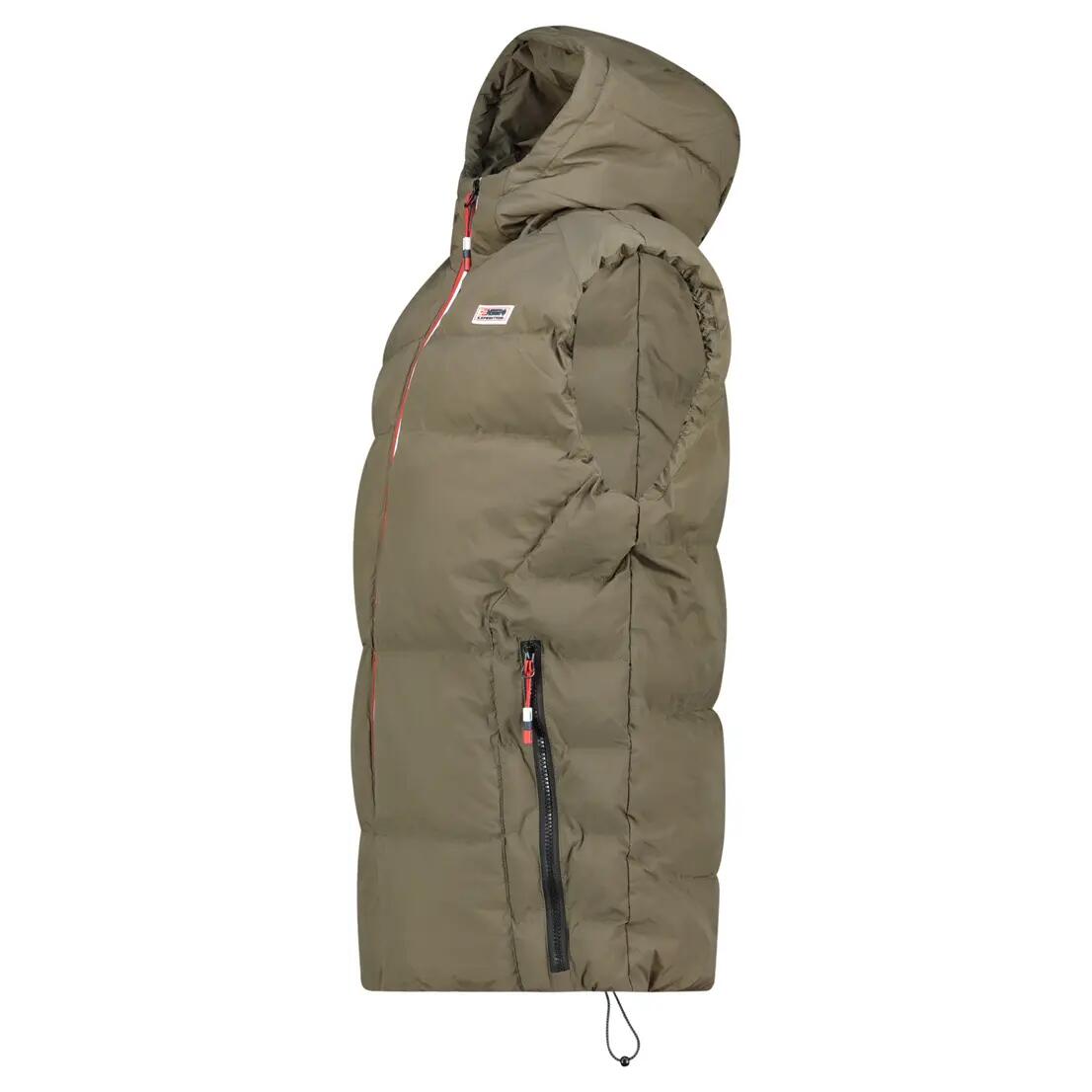 Men’s hiking vest – quilted, hooded, zippered pockets – Khaki 5/6