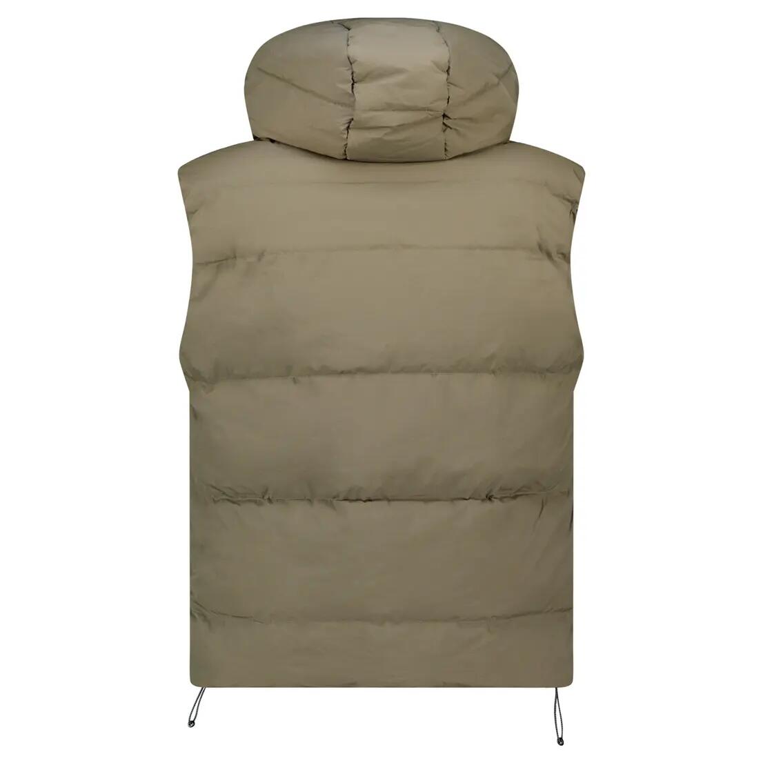 Men’s hiking vest – quilted, hooded, zippered pockets – Khaki 4/6