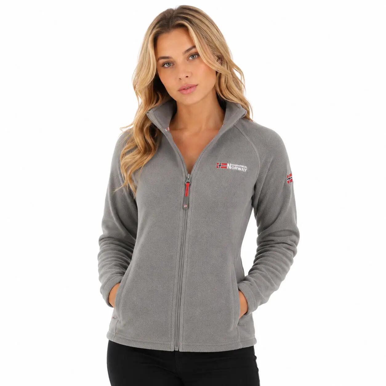 Felpa in pile – Escursionismo – Donna – Cerniera completa, sagomata – Grigio 3/6
