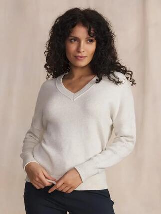 Pull col v Femme - ENOLAVER Blanc/ecru