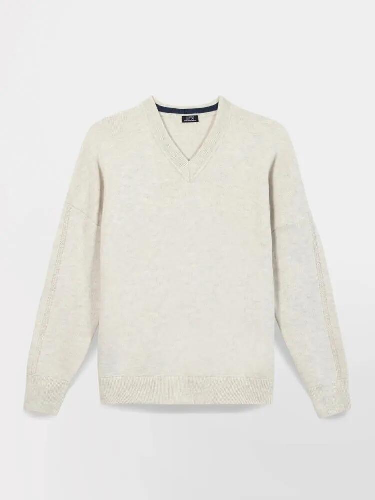 Pull col v Femme - ENOLAVER Blanc/ecru 3/4