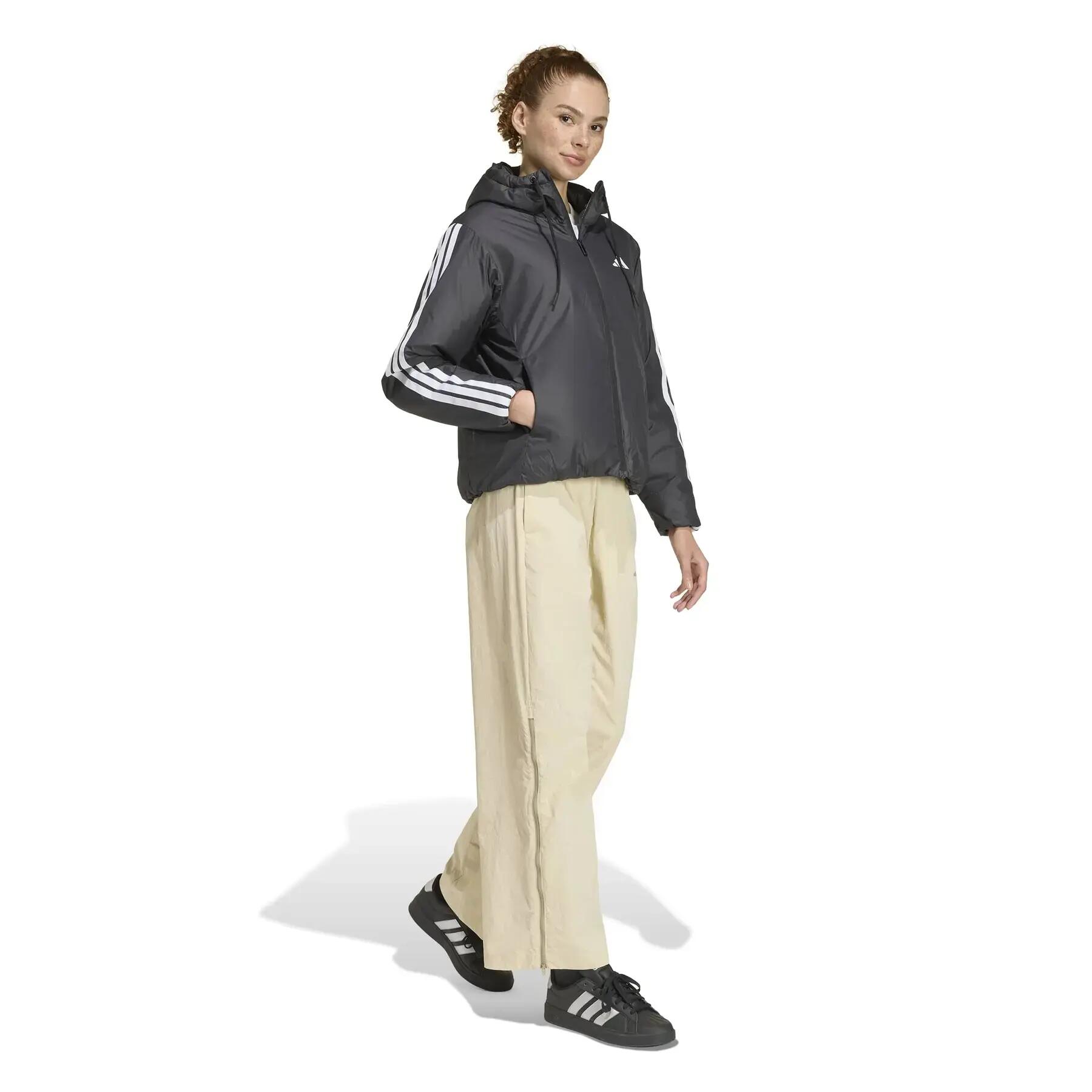Casaco com capuz impermeável para mulheres adidas Essentials Climawarm 3-Stripes 3/6