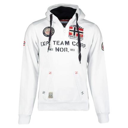 Sweatshirt – Bergwandern – Herren – Vollständiger Reißverschluss, Kapuze – Weiß