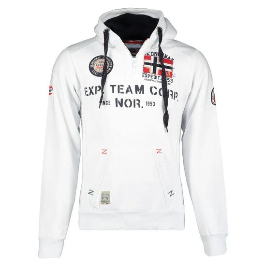 Sweatshirt – Bergwandern – Herren – Vollständiger Reißverschluss, Kapuze – Weiß