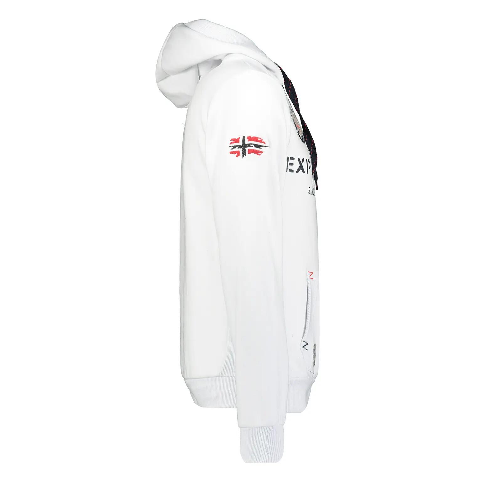 Sweatshirt – Bergwandern – Herren – Vollständiger Reißverschluss, Kapuze – Weiß 3/4