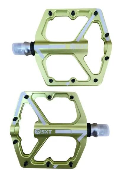 Pedale flat SXT ALNC-1080, aluminiu CNC, verde Apple