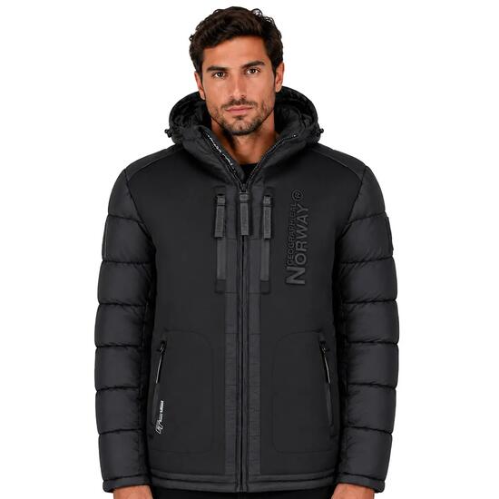 Veste - Randonnée - Homme - Matelassée à capuche - Noire