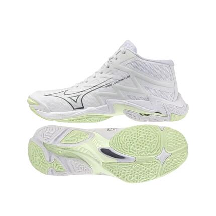 Volleybalschoenen Mizuno Wave Lightning Elite Mid Blanche/Balsam Green/Ambrosia
