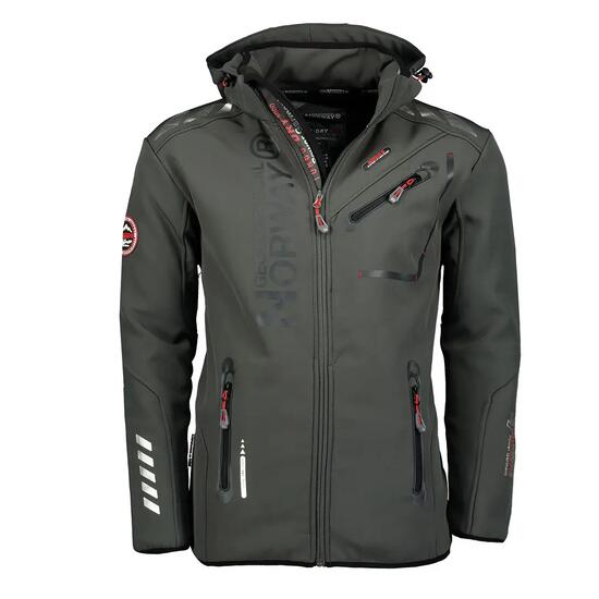 Softshelljacke – Sportbekleidung – Herren – abnehmbare Kapuze – Grau