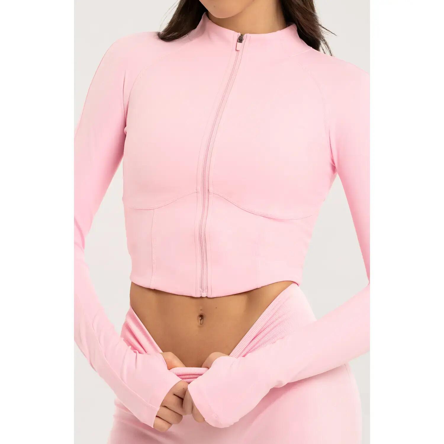 Damen Crop Sweatshirt mit Reißverschluss Gym Glamour 5/5