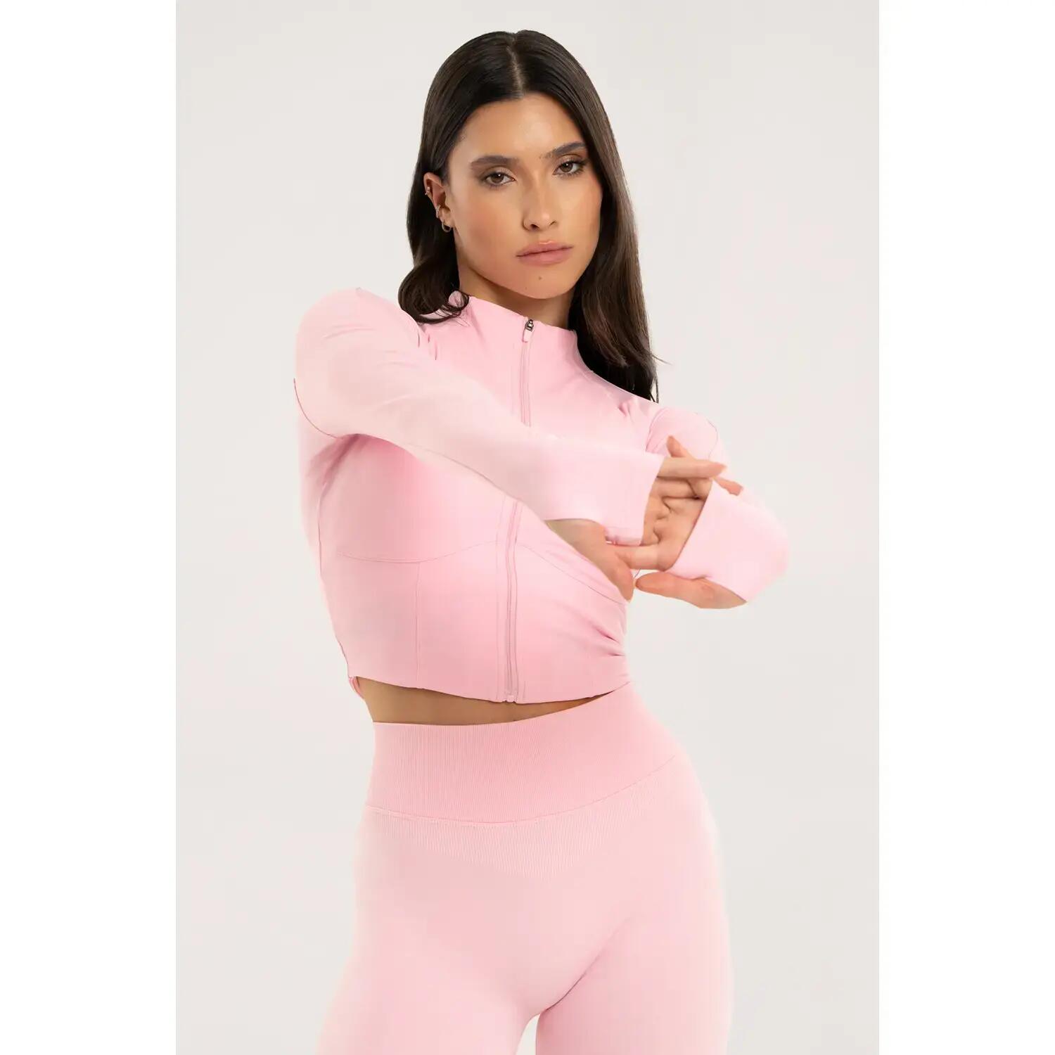 Damen Crop Sweatshirt mit Reißverschluss Gym Glamour 3/5
