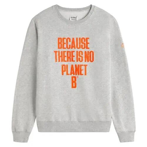 Sudadera Gris Ecoalf Bardera Grey Melange con Estampado Frontal de Corte Regular 4/4