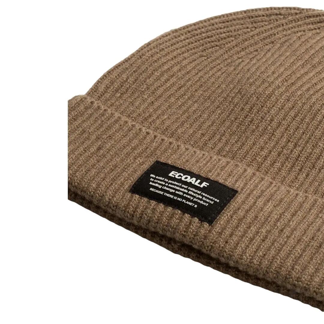 Gorro Marrón Sierra Wool Beanie Brown Melange Elástico de Lana Reciclada 2/4