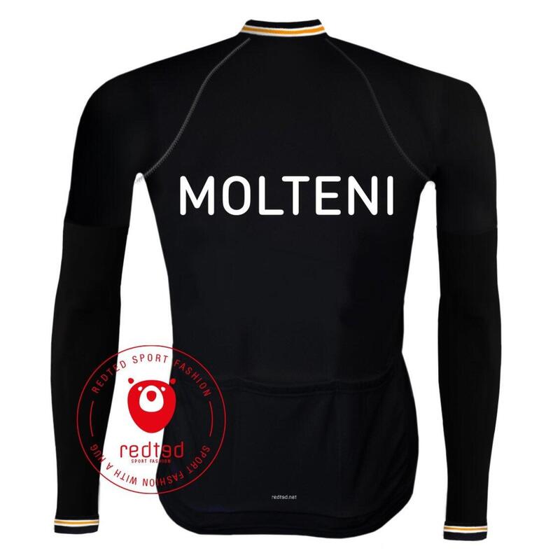 Camiseta de ciclismo retro Molteni Negra (Fleece) - REDTED