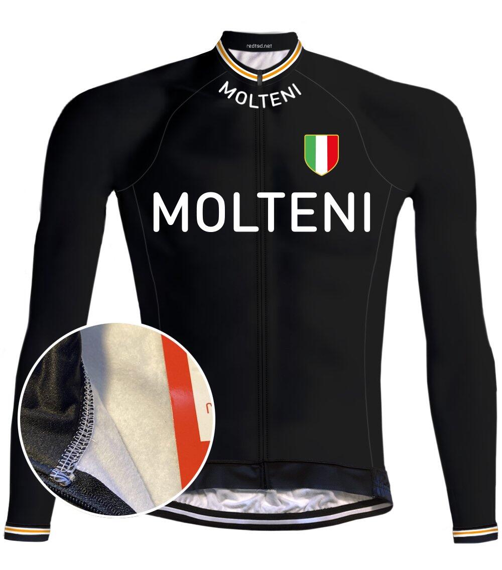 Camicia da ciclismo retrò Molteni Nero (Pile) - REDTED |  Redted