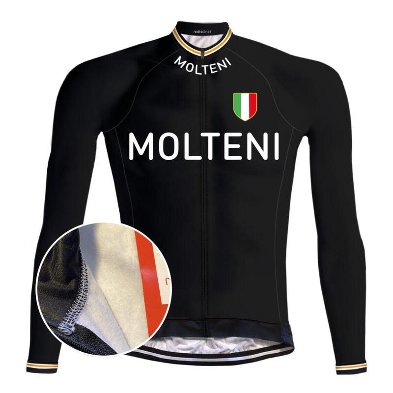 Camisola  de ciclismo retro Molteni Preto (Velo) - REDTED