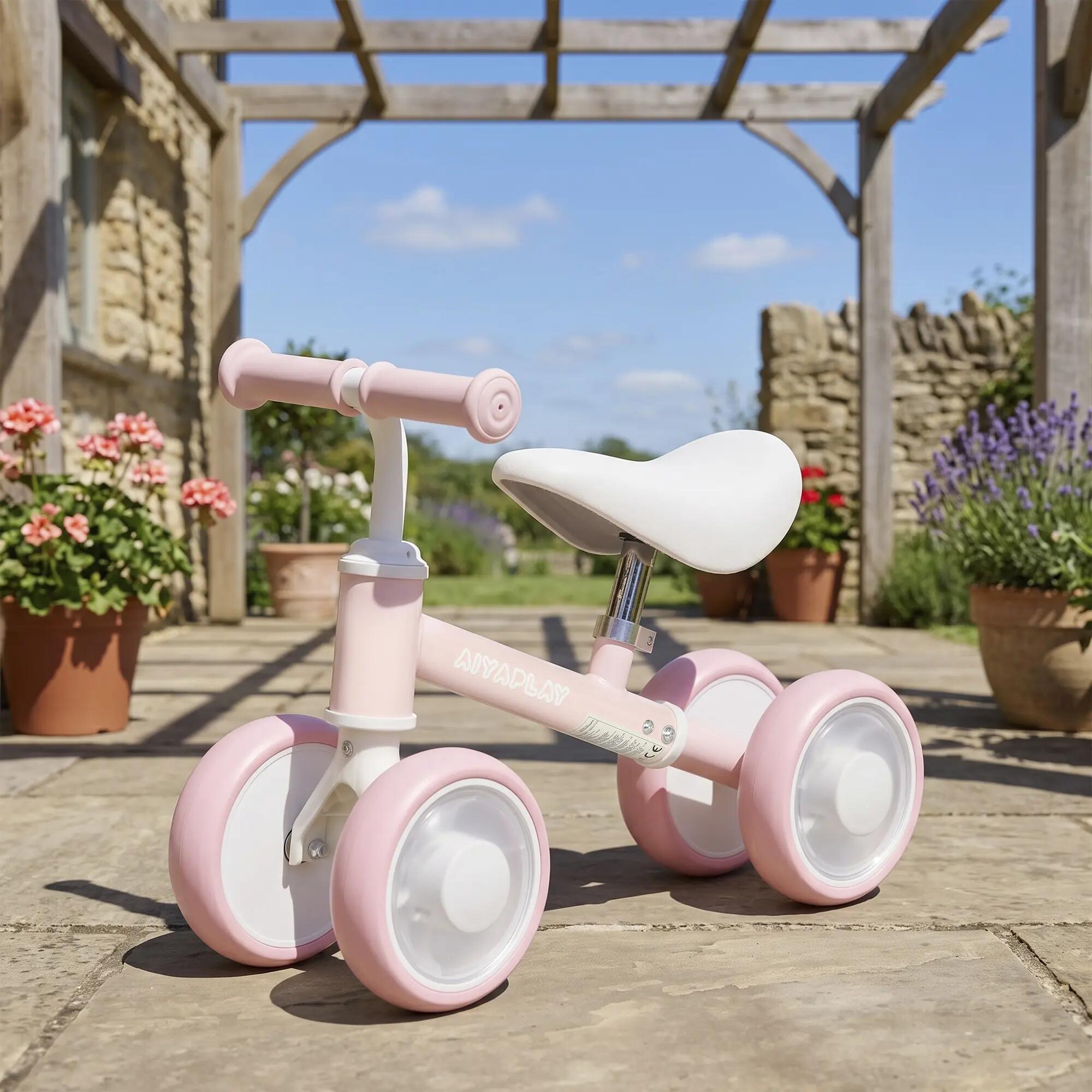 Draisienne enfant 4 roues LED réglable rose 2/5