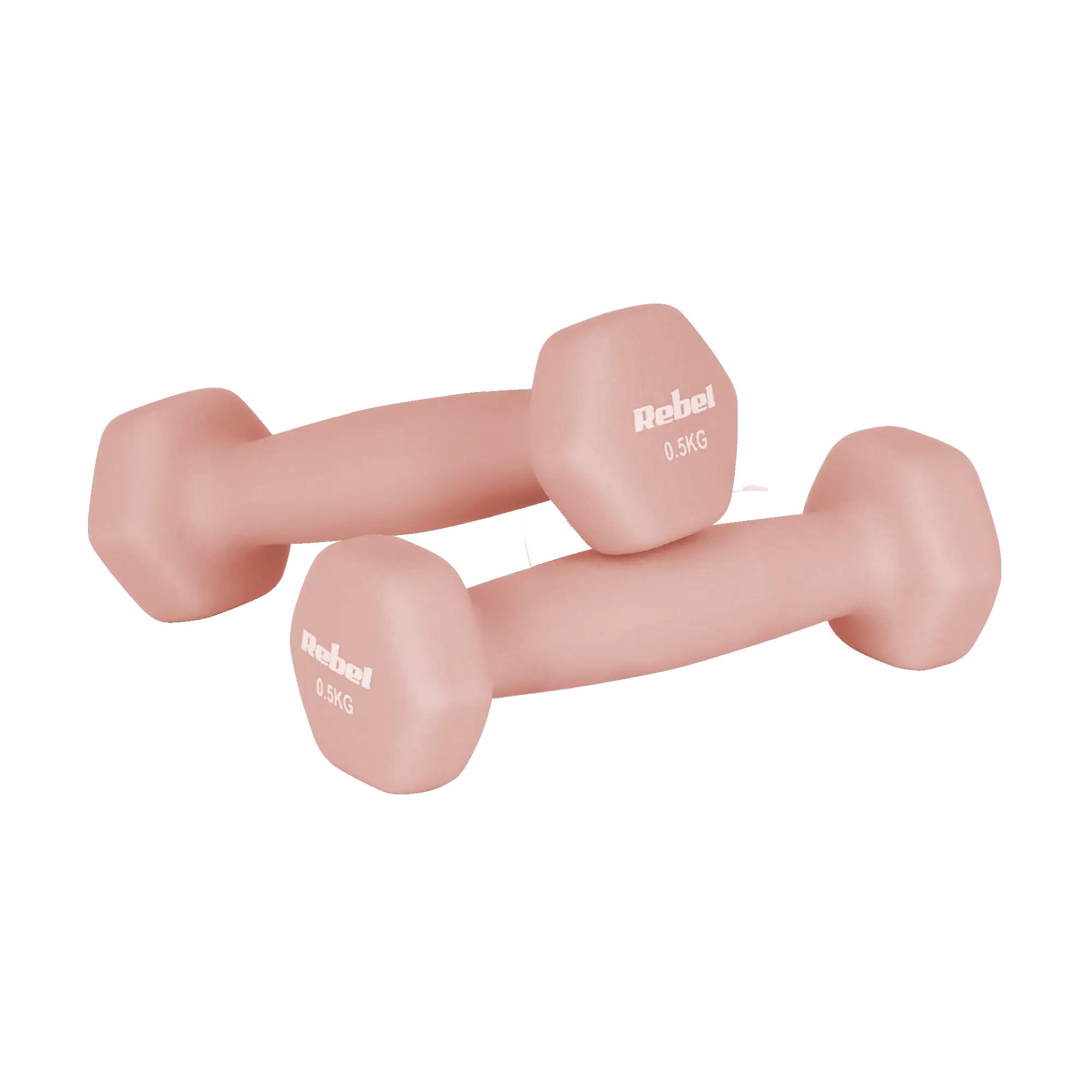 Hantelki żeliwne neoprenowe HEX zestaw 7kg stojak 2 x 0.5kg-1kg-2kg Rebel 2/5
