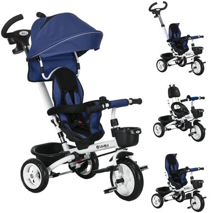 Tricycle enfant évolutif pliable canne télescopique siège réversible