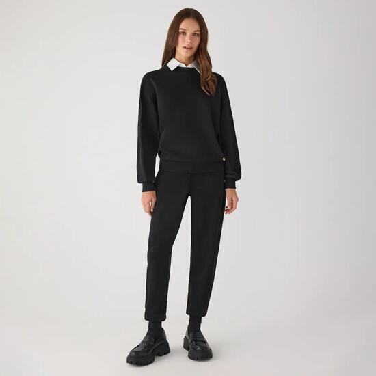 Pantalon de jogging noir en polaire taille haute