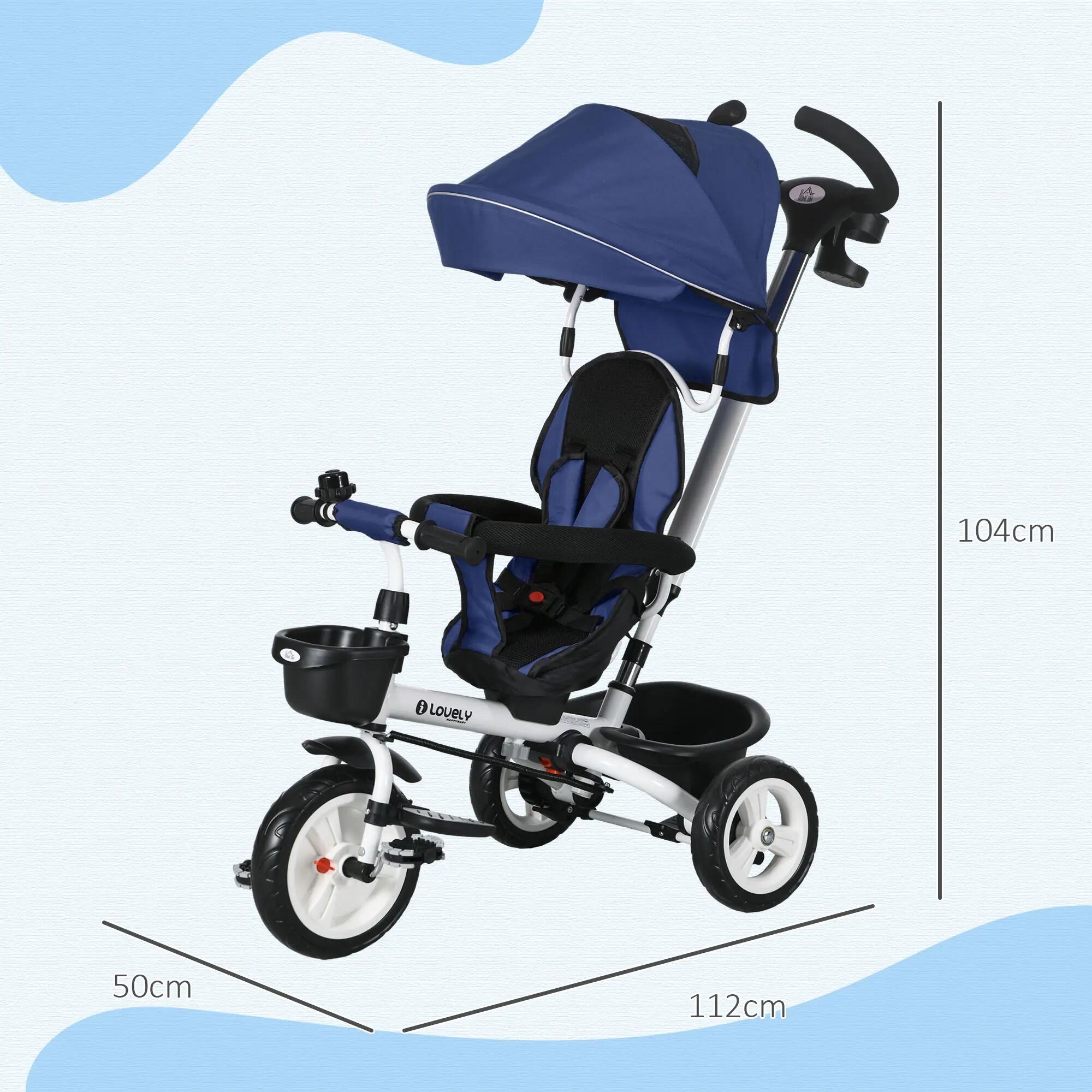Tricycle enfant évolutif pliable canne télescopique siège réversible 3/5