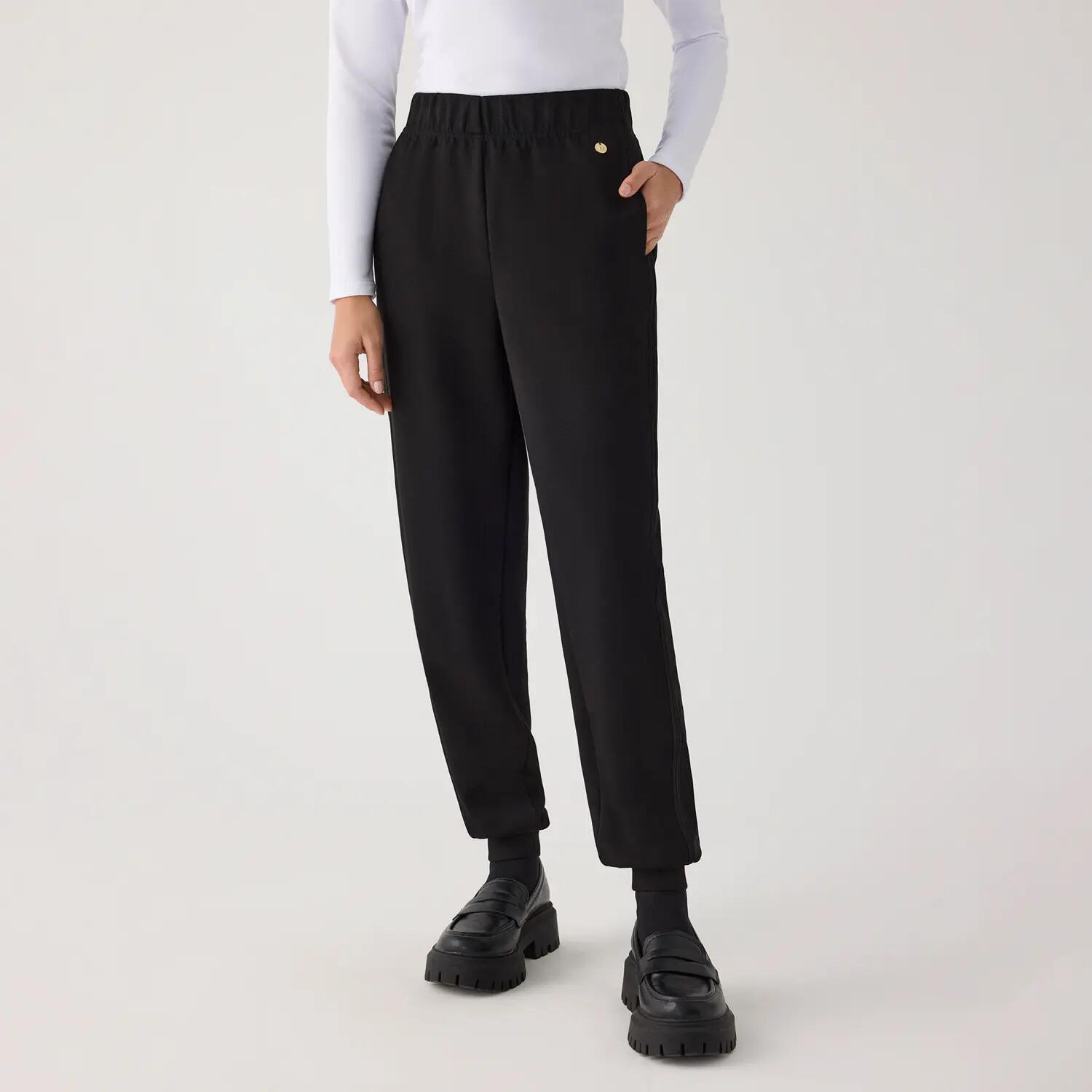 Pantalon de jogging noir en polaire taille haute 2/7