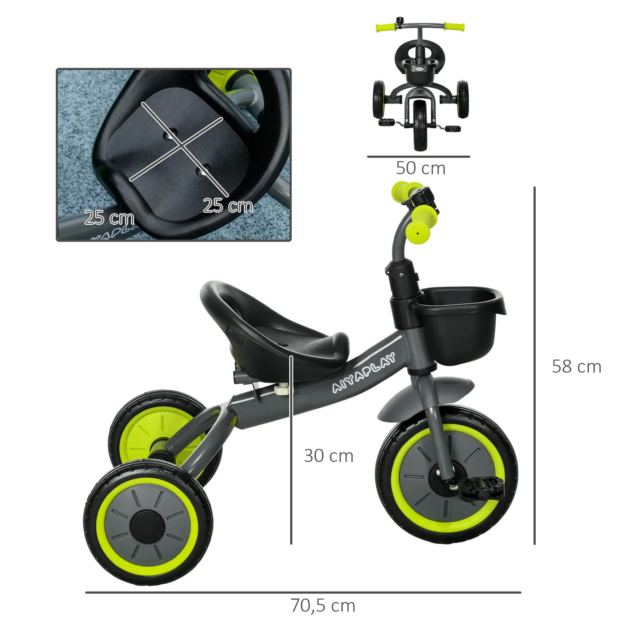Tricycle enfant multi-équipé siège réglable métal 3/5