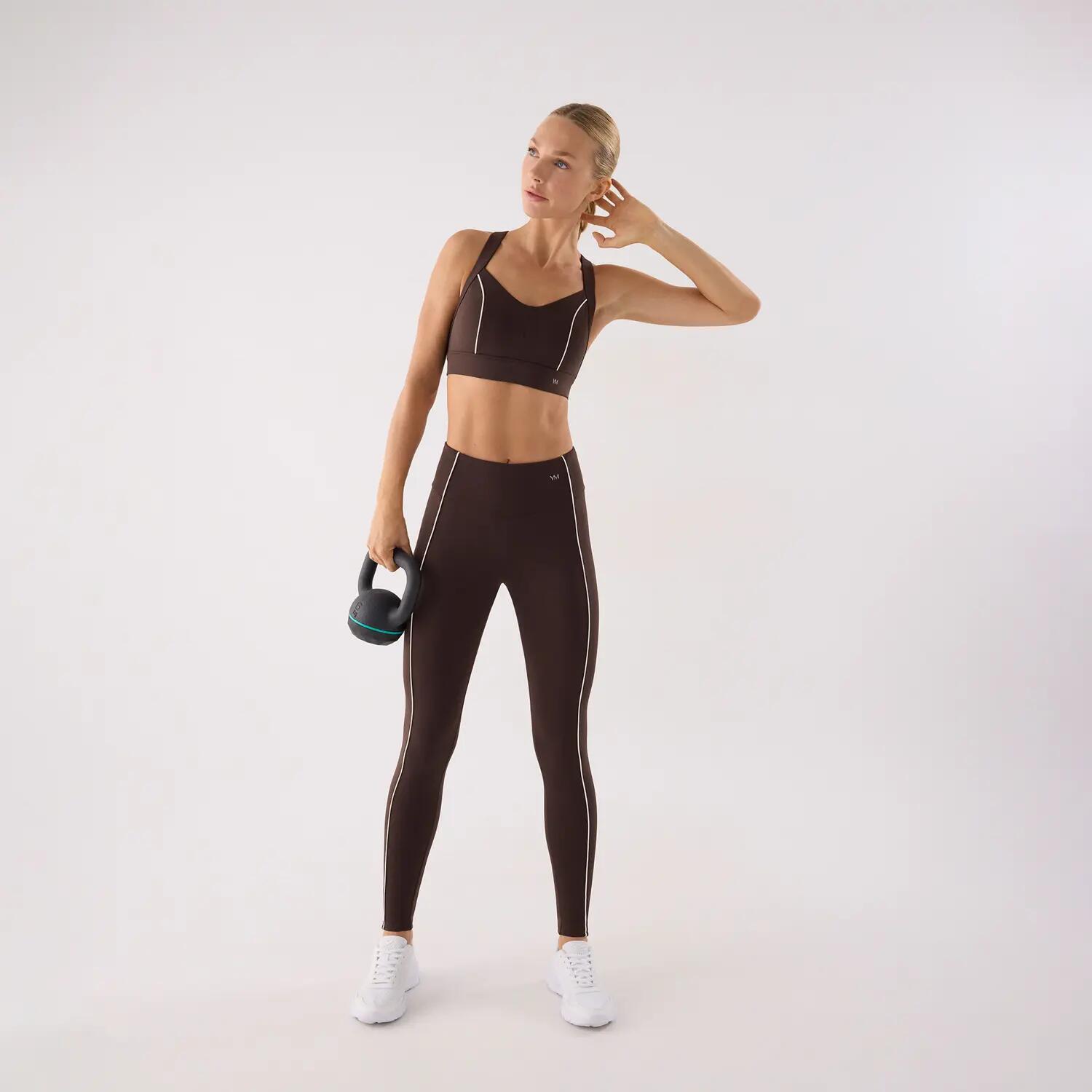 Leggings deportivos largos efecto push-up marrón 7/7