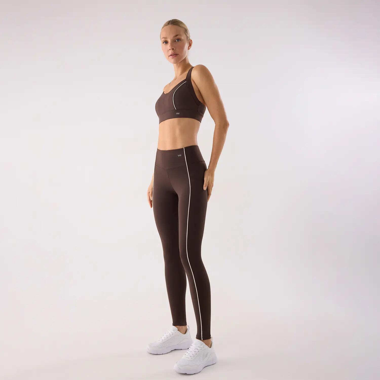 Leggings deportivos largos efecto push-up marrón 3/7