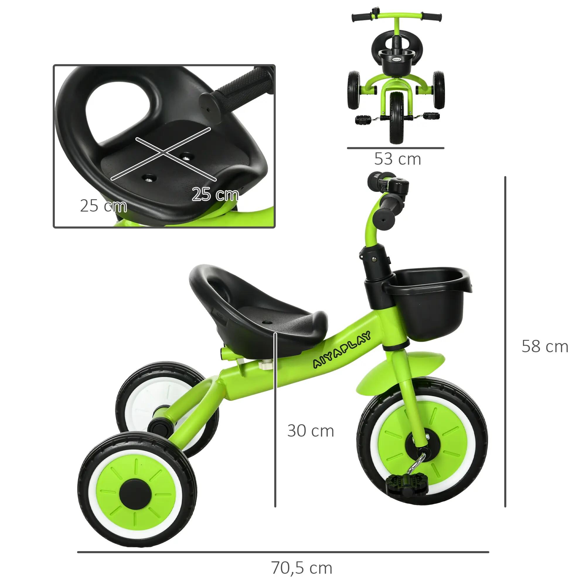 Tricycle enfant multi-équipé siège réglable métal 3/5