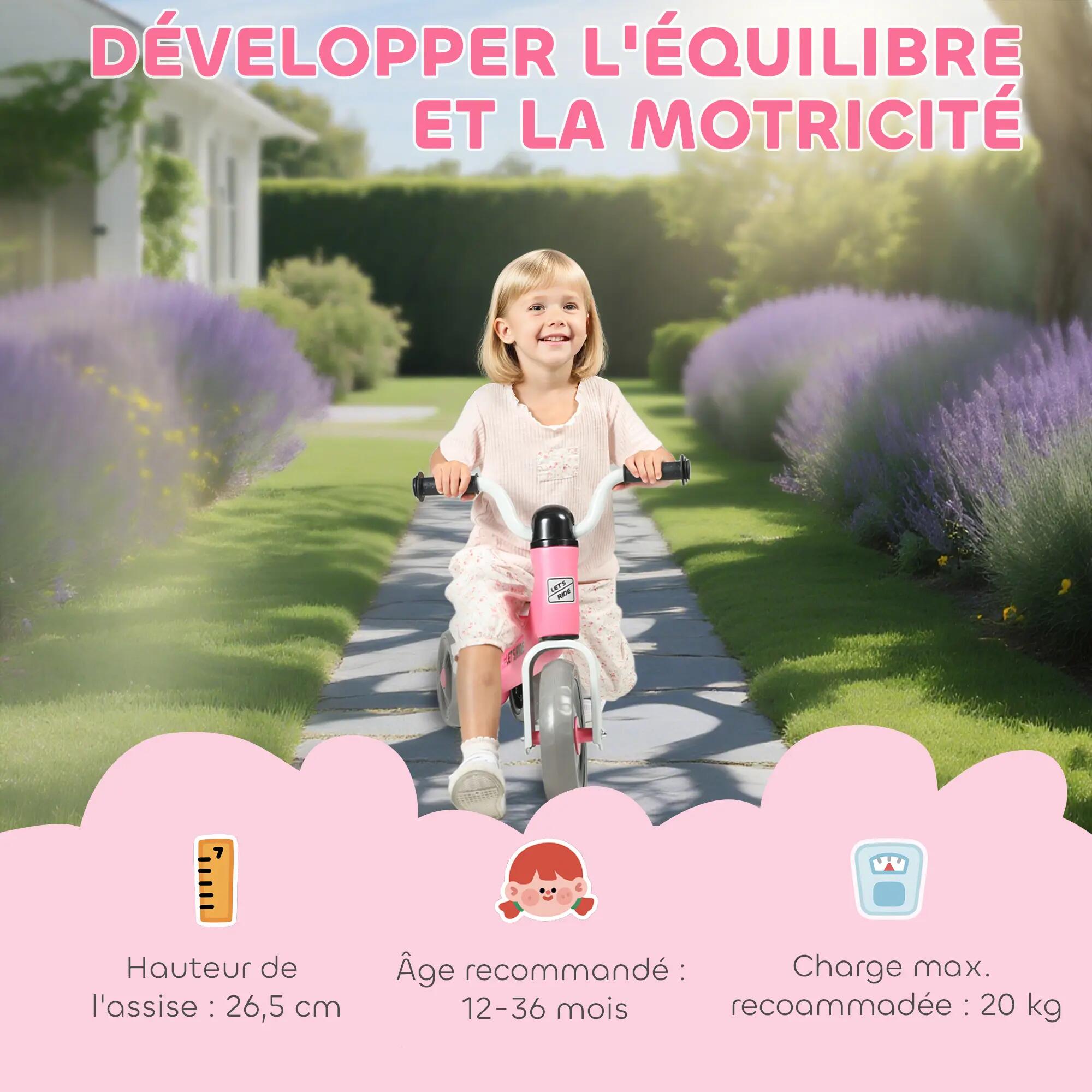 Draisienne 3 roues enfant 12-36 mois pneu EVA silencieux grande selle 4/5