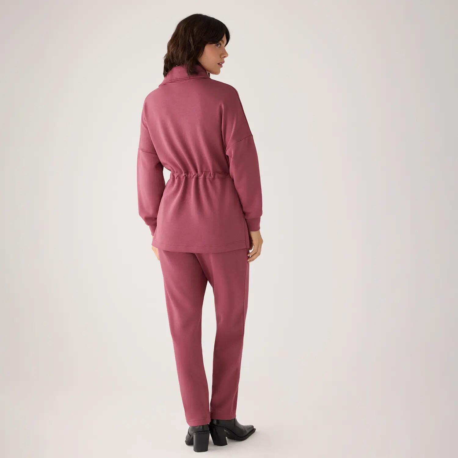 Sweat-shirt long en polaire avec fermeture éclair et taille ajustable, rose 3/7