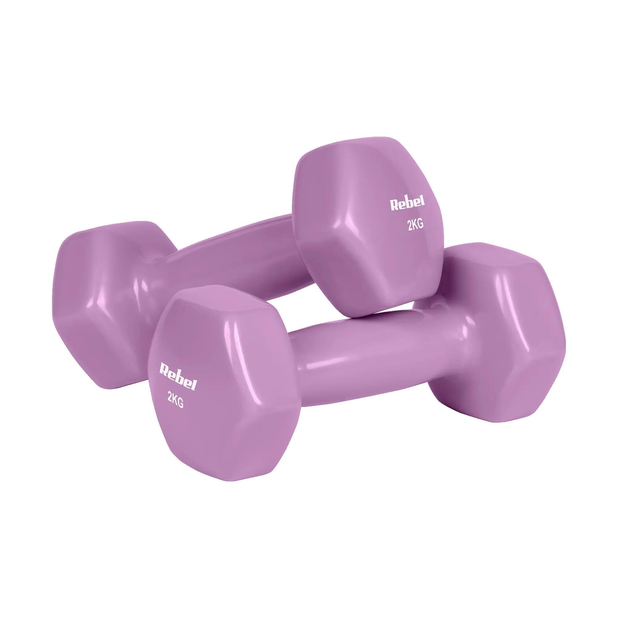 Hantelki żeliwne winylowe HEX zestaw 7 kg stojak 2 x 0.5kg-1kg-2kg Rebel 4/5