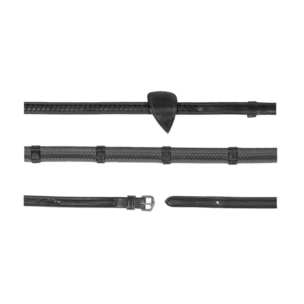 Rubber reins for horse 1/2 with 7 leather buckles and braided finish Dy'on New E