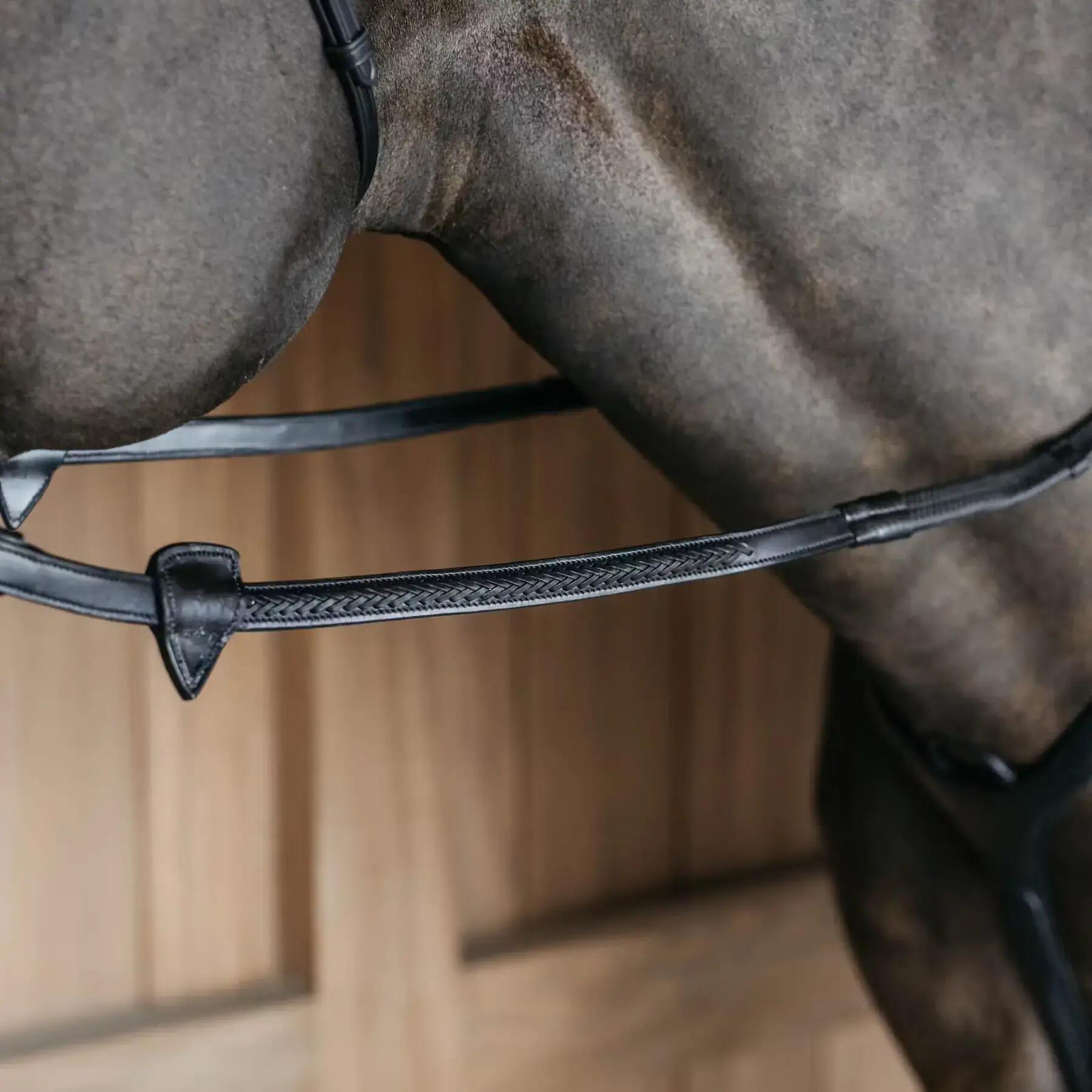 Rênes pour cheval en caoutchouc 1/2 avec 7 boucles cuir avec finition tressée Dy 2/2
