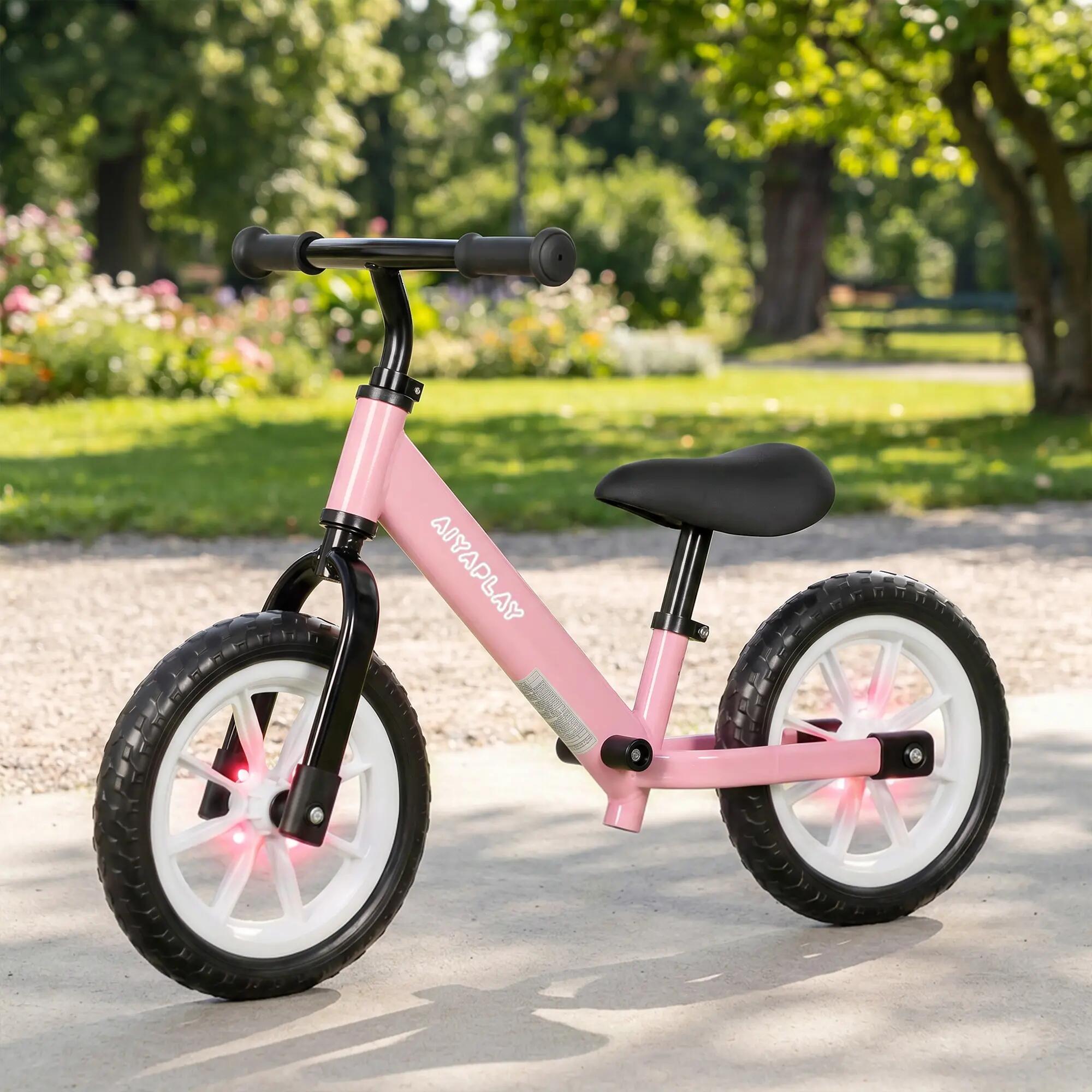 Draisienne enfant LED siège guidon réglables rose 2/5