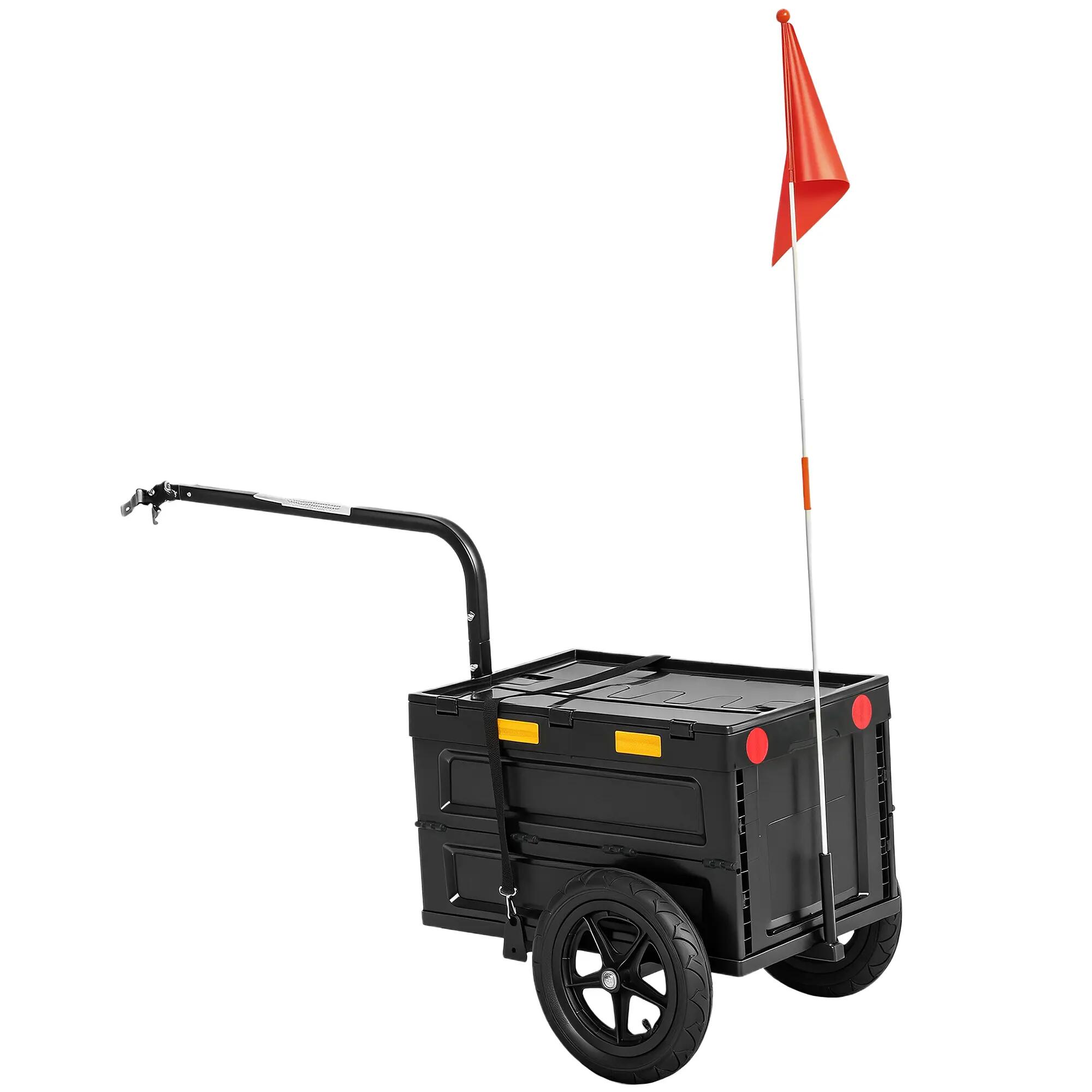 Remorque vélo cargo pliable caisse plastique 65L noir 5/5