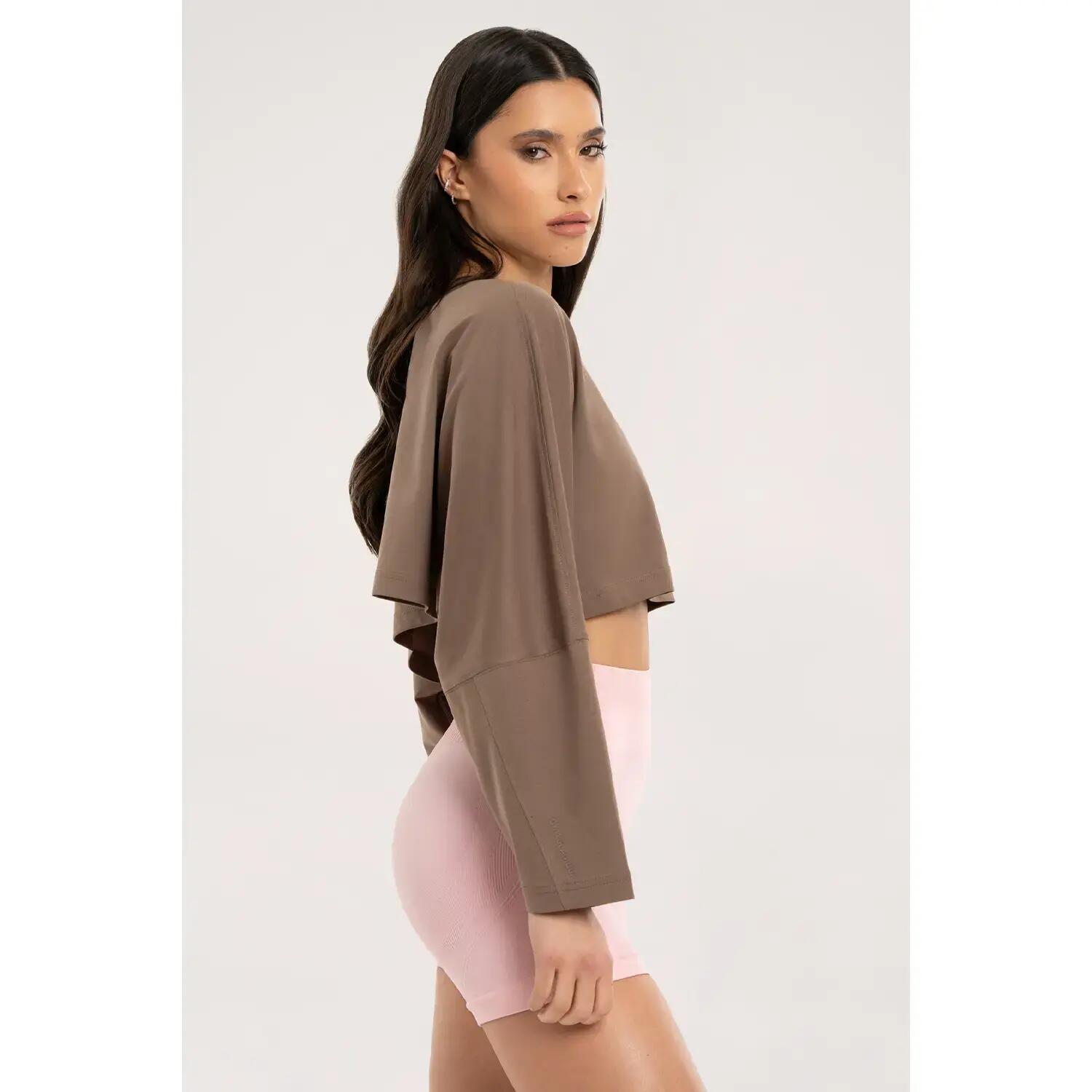T-Shirt, langarm, crop, Damen Gym Glamour 3/4