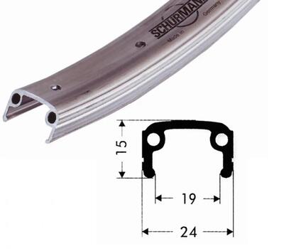 Schürmann velg alu 16" zilver mat 16", zilver mat, 20 gaten,305-19,vl 8,5mm