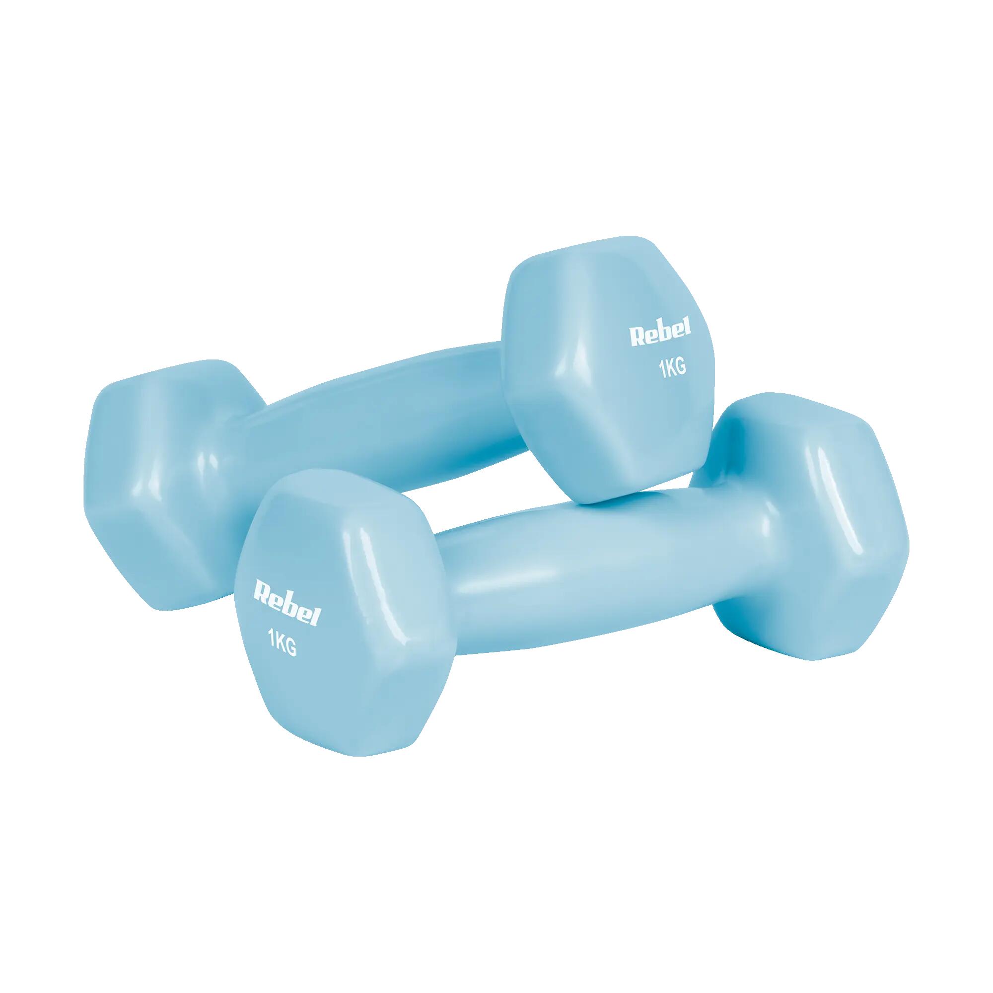 Hantelki żeliwne winylowe HEX zestaw 7 kg stojak 2 x 0.5kg-1kg-2kg Rebel 3/5