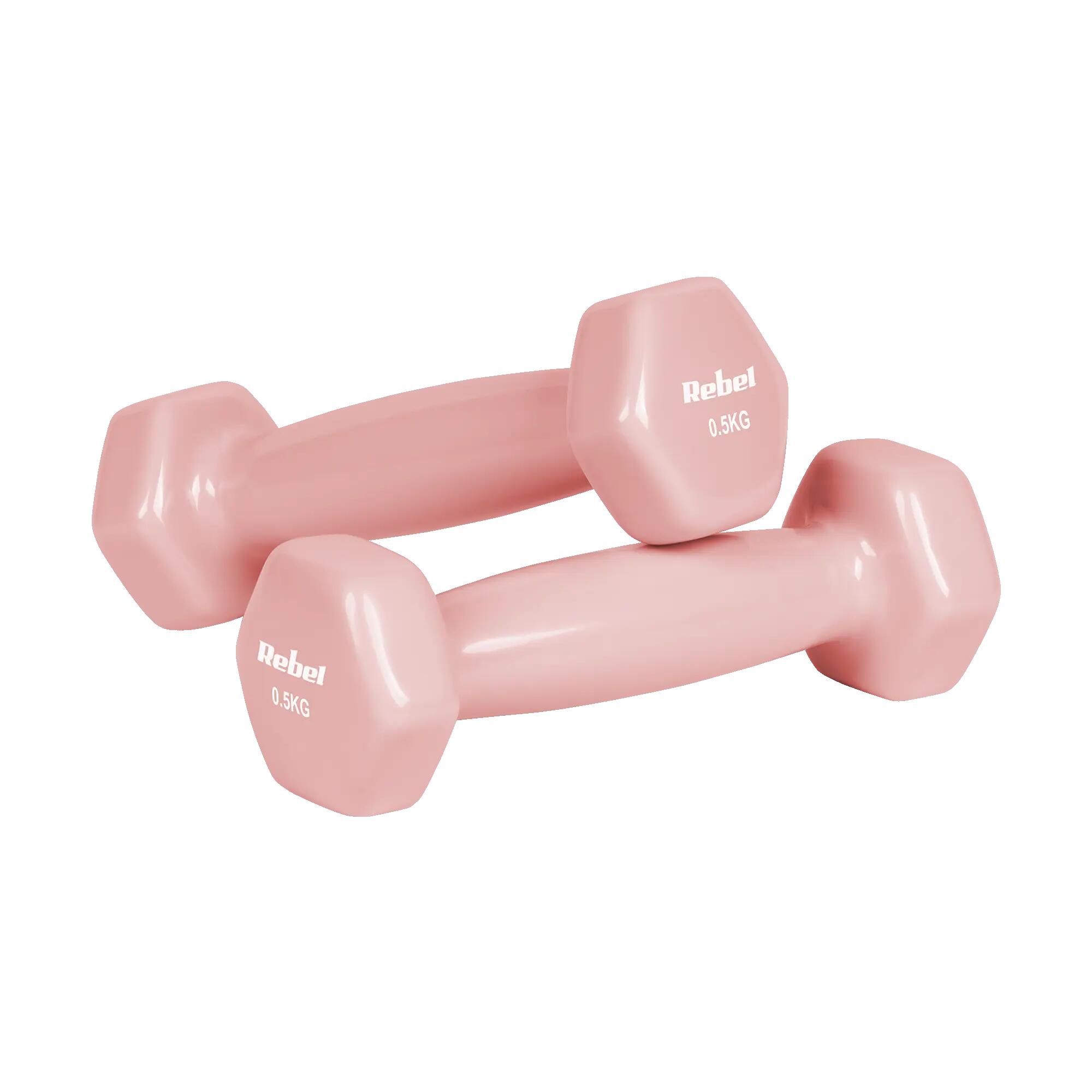 Hantelki żeliwne winylowe HEX zestaw 7 kg stojak 2 x 0.5kg-1kg-2kg Rebel 2/5